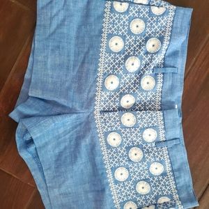Madewell shorts size 2, blue and white, linen material